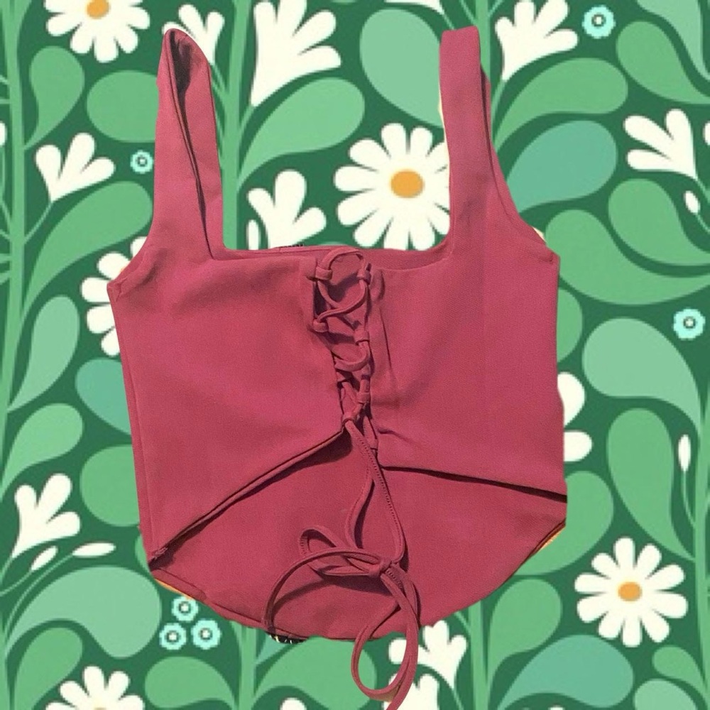 Cotton on Burgundy Lace-Up corset top